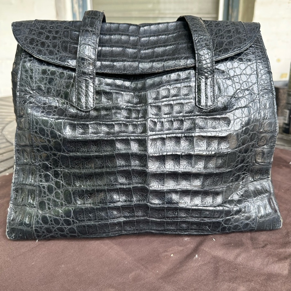 Nancy Gonzalez Black Crocodile Embossed Bag